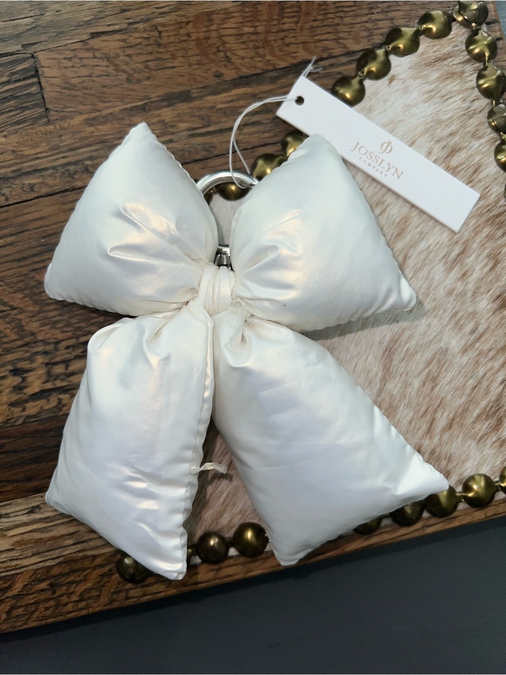 Josslyn Ivory Satin Bow bag charm-l